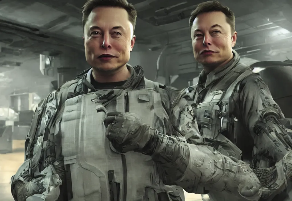 Image similar to elon musk in call of duty, elon musk in the video game call of duty, gameplay screenshot, close up, 3 d rendering. unreal engine. amazing likeness. very detailed.