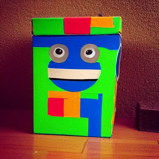 Prompt: “ brightly coloured, box troll ”