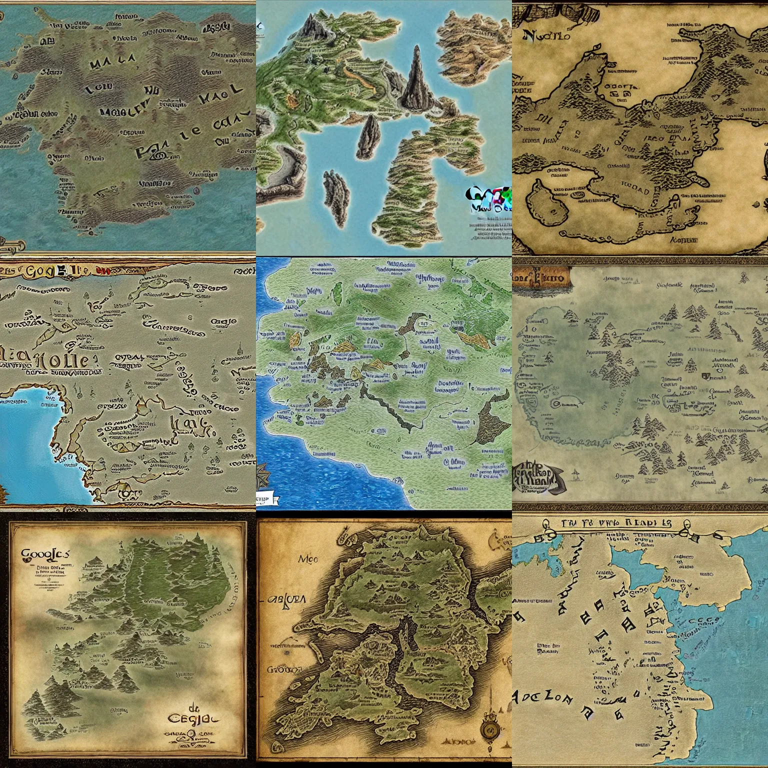 Prompt: google maps map of middle earth