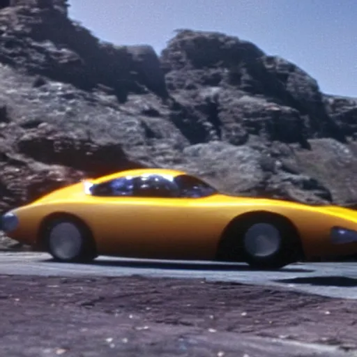 Prompt: car chased by a flying car, movie still of James bond, highly detailed