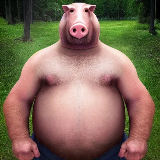 Image similar to “photograph of a half man, half pig, half bear, manbearpig”