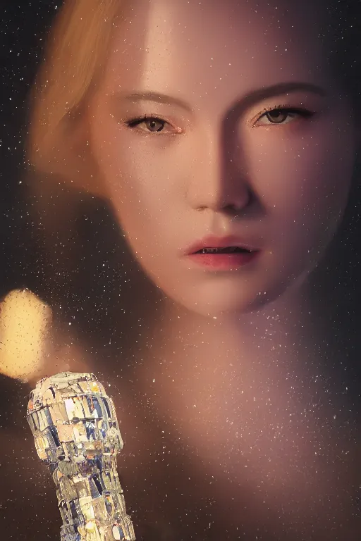 Image similar to A fancy portrait of a women coated in crystal by Greg Rutkowski, beeple, Sung Choi, Mitchell Mohrhauser, Maciej Kuciara, Johnson Ting, Maxim Verehin, Peter Konig, final fantasy, macro lens, 35mm, 8k photorealistic, cinematic lighting, HD, high details, dramatic, dark atmosphere, trending on artstation