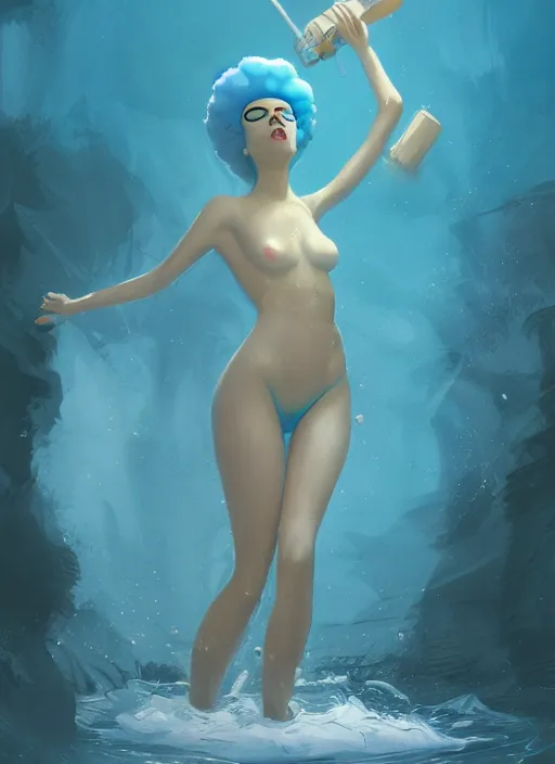 Image similar to marge simpson as a water nymph, cinematic, artstation, greg rutkowski