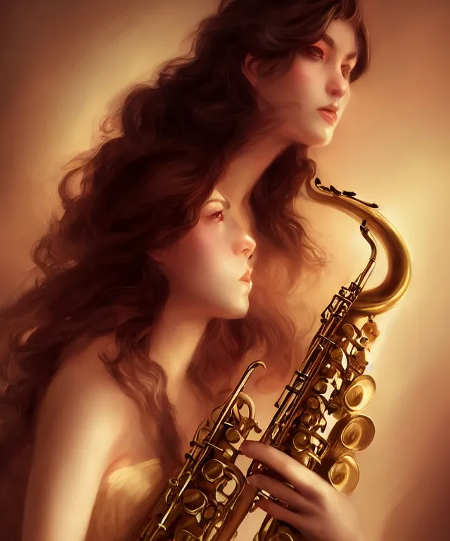 bard playing saxophone by charlie bowater and titian Stable Diffusion