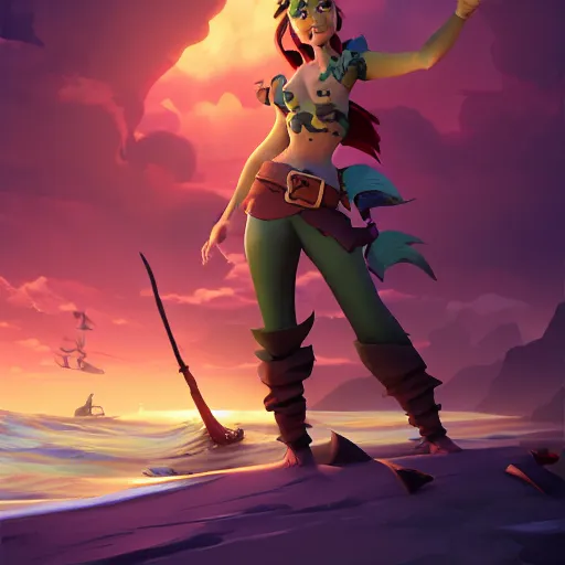 Image similar to jack the pirate mermaid on sea of thieves game avatar hero, behance hd by jesper ejsing, by rhads, makoto shinkai and lois van baarle, ilya kuvshinov, rossdraws global illumination