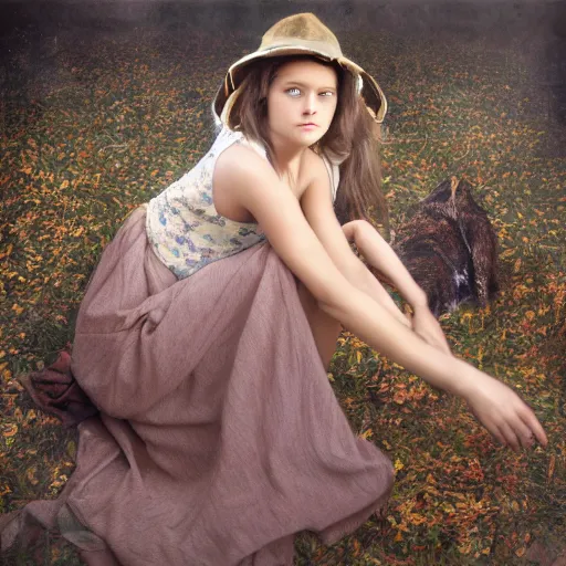 Prompt: photo of young woman by tom chambers