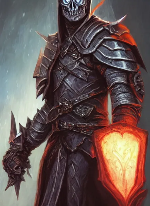 Image similar to death knight, ultra detailed fantasy, dndbeyond, bright, colourful, realistic, dnd character portrait, full body, pathfinder, pinterest, art by ralph horsley, dnd, rpg, lotr game design fanart by concept art, behance hd, artstation, deviantart, hdr render in unreal engine 5