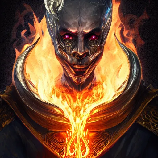 Prompt: a portrait of a evil fire magician in glass armor releasing spell, full height, moving forward, concept art, trending on artstation, highly detailed, intricate, sharp focus, digital art, 8 k