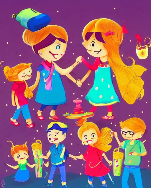 Image similar to cutest cartoon illustration of raksha bandhan, cute, colorful, beautiful, artstation, deviantart, pinterest, 5 0 0 px