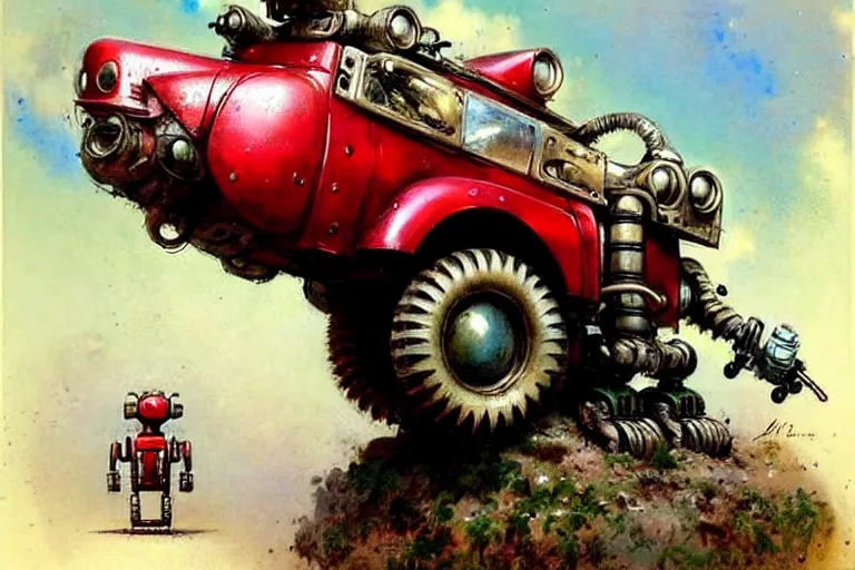 Prompt: adventurer ( ( ( ( ( 1 9 5 0 s retro future robot mouse jeep robot. muted colors. ) ) ) ) ) by jean baptiste monge!!!!!!!!!!!!!!!!!!!!!!!!! chrome red