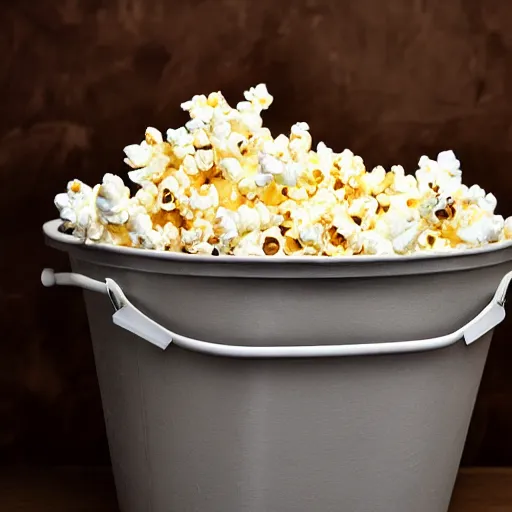 Image similar to ridiculously very large huge bucket of popcorn, photograph