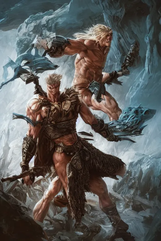 Image similar to photography of jesper ejsing, deep focus, dolph lundgren as destruction of the endless, the sandman, herculean conan the barbarian,. d & d, fantasy, intricate, elegant, highly detailed, digital painting, artstation, concept art, matte, sharp focus, illustration, hearthstone, art by artgerm and greg rutkowski and alphonse mucha