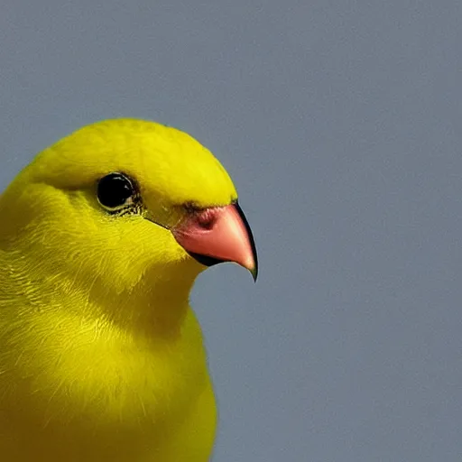 Image similar to photo of profile of cute yellow canary bird head with tennis ball body