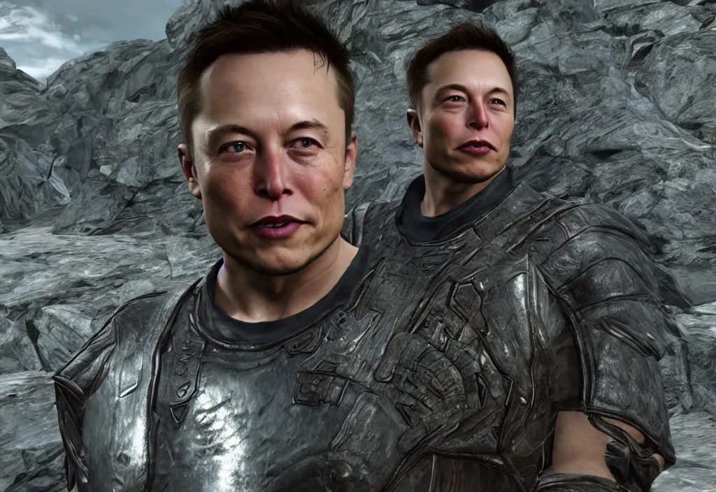 Image similar to a screenshot of elon musk in the video game skyrim. 3 d rendering. unreal engine. amazing likeness. very detailed.