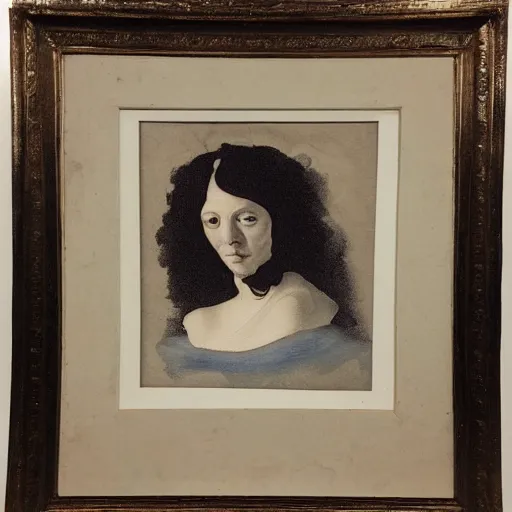 Prompt: ink water portrait of a woman by an old master