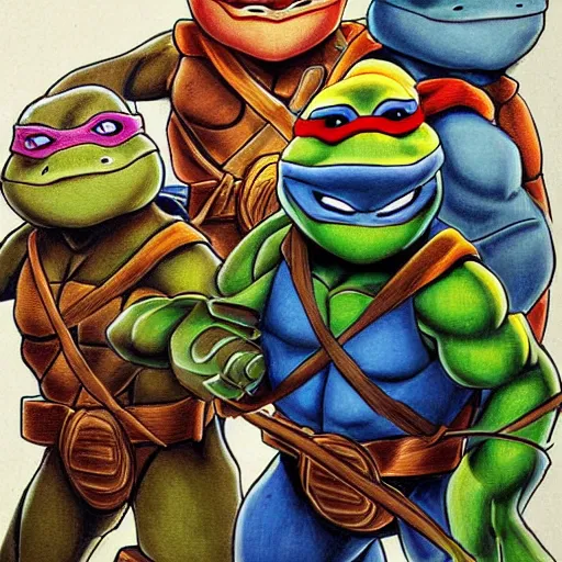 Image similar to teenage mutant ninja turtles by leonardo davinci
