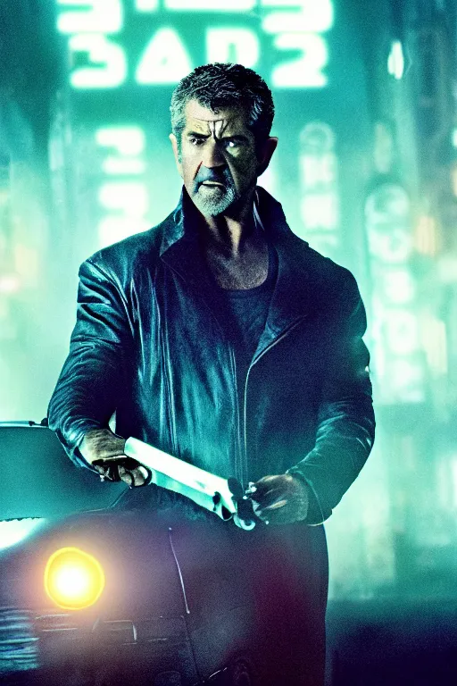 Prompt: [a still of Mel Gibson in the movie Blade Runner 2049 (2017), 4k, HD, high quality]