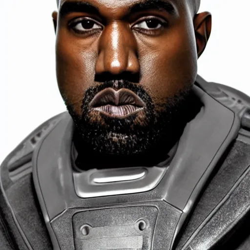 Prompt: professional head shot of kanye west wearing advanced power armor, white background, 8 k, very detailed, very intricate,