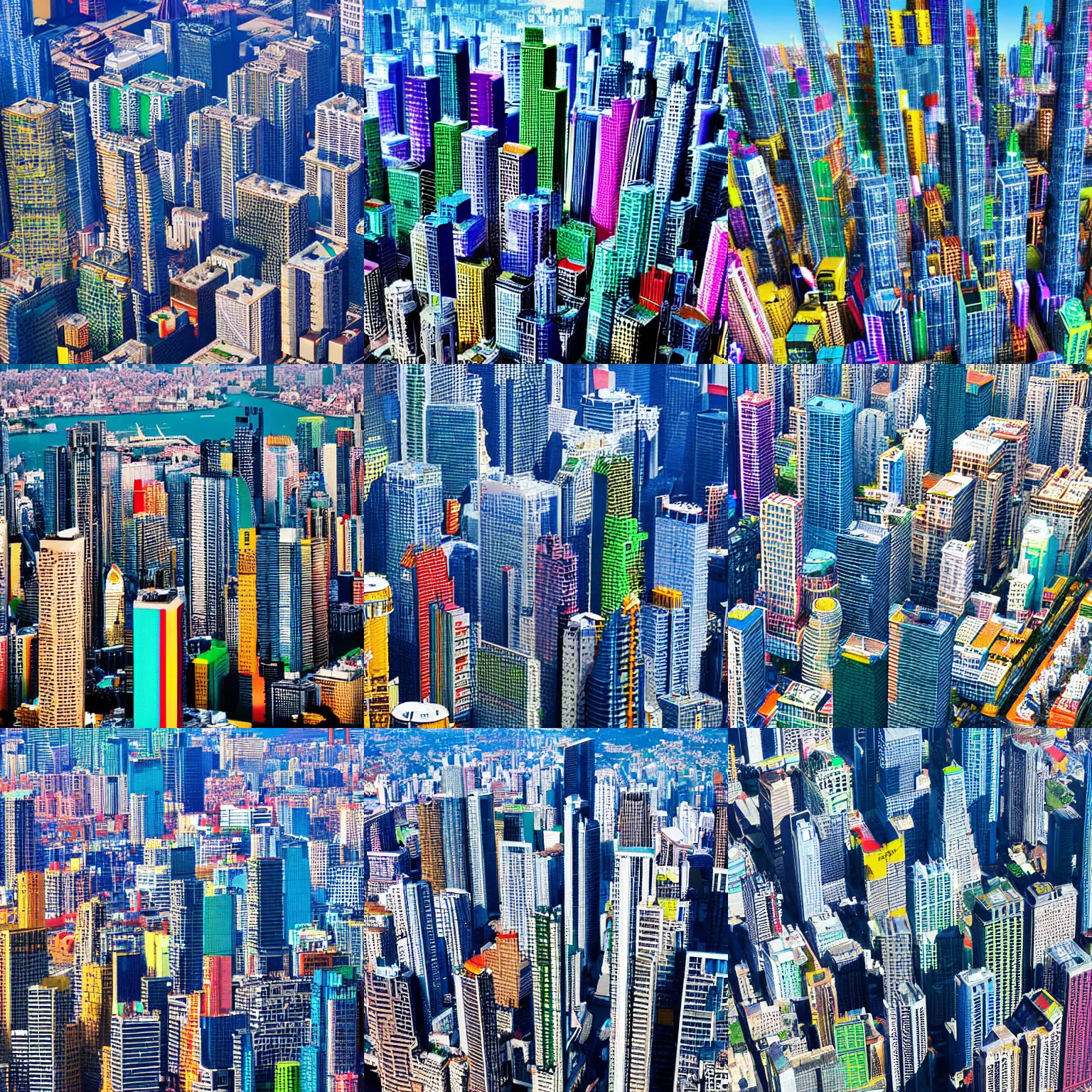 Skyscrapers City Birds Eye View Tetris Colourful Stable Diffusion 