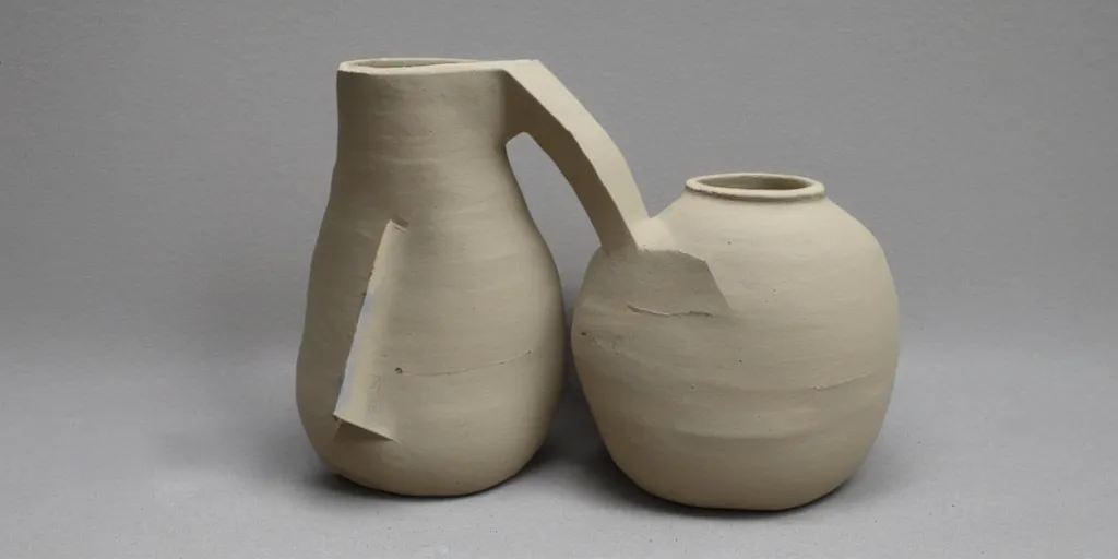 Image similar to ceramic jug being built, clay, shaped like a ben nicholson drawing