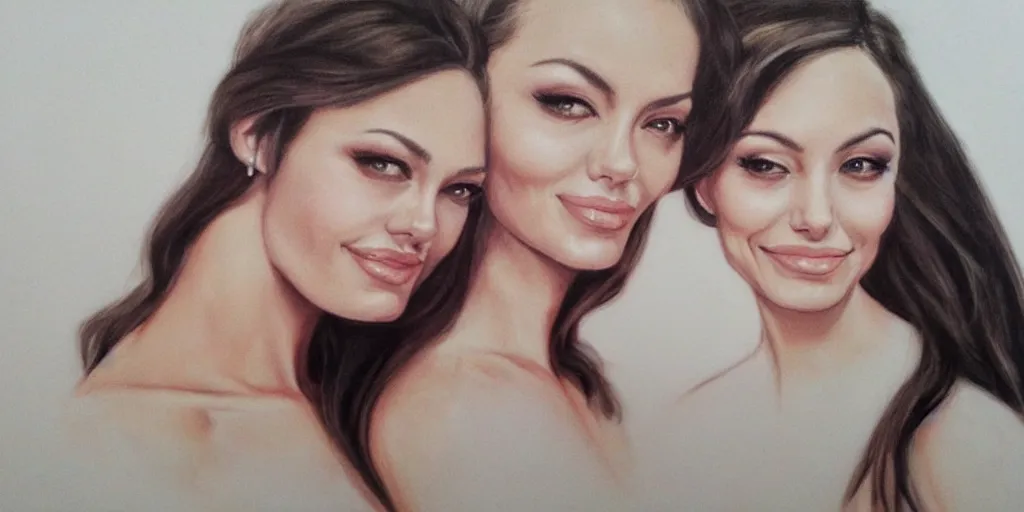 Image similar to Angelina and Margot are getting married, wedding couple portrait by Artgerm