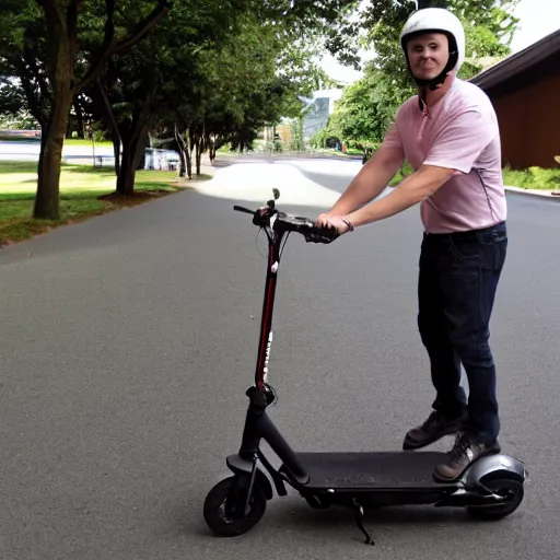 Prompt: teump riding a scooter