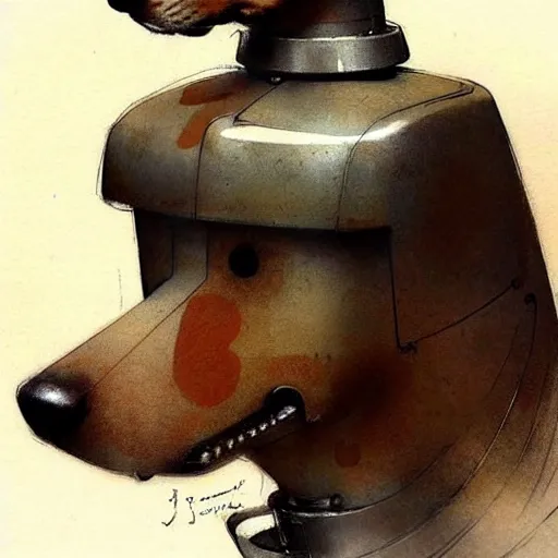 Image similar to (((((1950s robot box shaped k9 dog. muted colors.))))) by Jean-Baptiste Monge !!!!!!!!!!!!!!!!!!!!!!!!!!!