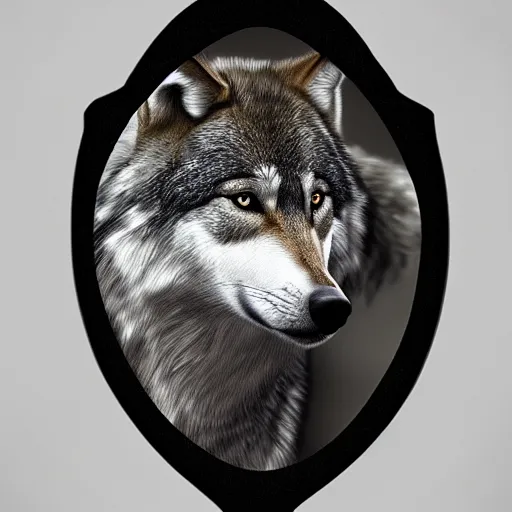 Image similar to portrait of a wolf in a black cap with a visor and a black sweatshirt, a necklace of white pearls around his neck, ultra detailed,photorealistic, 8k, HD, blender, high quality,