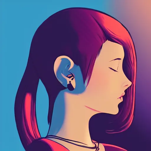 Image similar to the silhouette of an ear, by ilya kuvshinov, retro flat colors