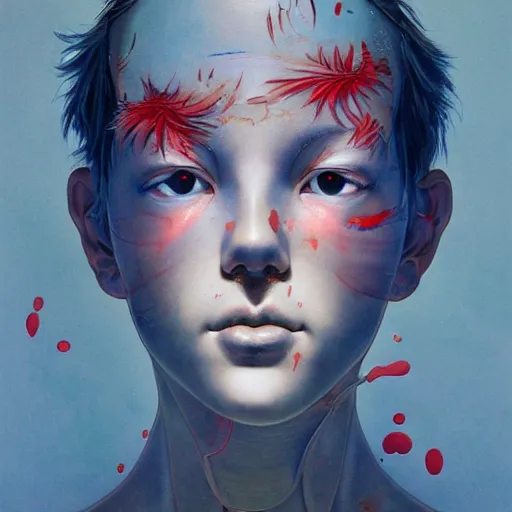 Image similar to prompt : figurative unique portrait soft light painted by james jean and katsuhiro otomo and erik jones, inspired by akira anime, smooth face feature, intricate oil painting, high detail illustration, sharp high detail, manga and anime 1 9 9 9