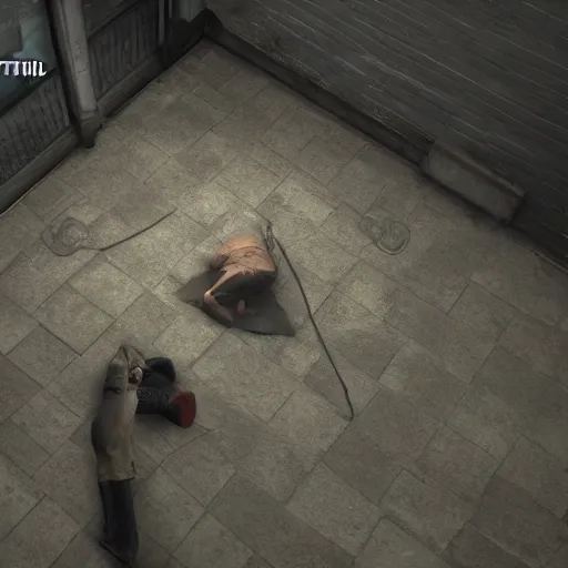 Image similar to playstation 5 screenshot of silent hill, overhead view