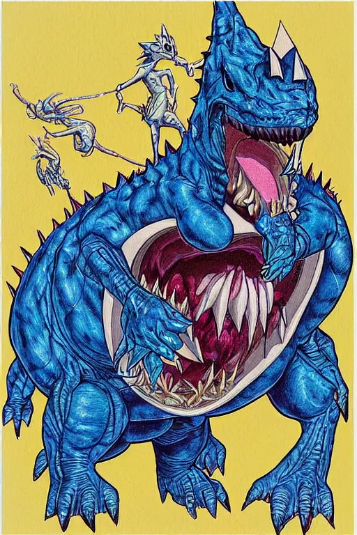 Image similar to “ a daniel johnston and hajime sorayama collaborative illustration of feraligatr ”