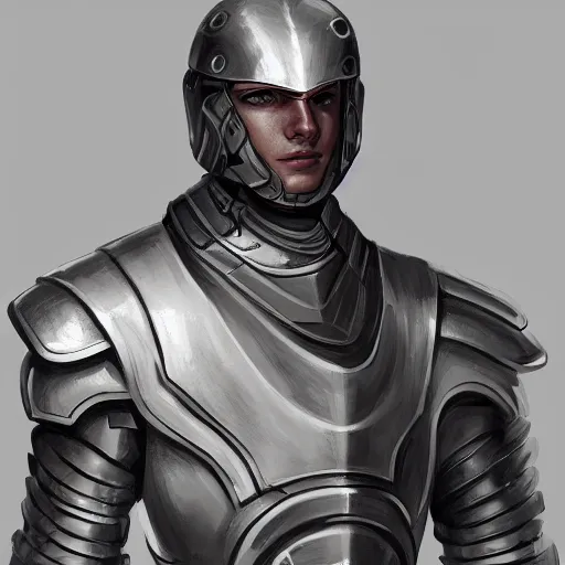 Prompt: Portrait of a futuristic super-soldier wearing roman style mechanized body armor, D&D, fantasy, elegant, hopeful, muscular, highly detailed, digital painting, artstation, concept art, smooth, sharp focus, illustration