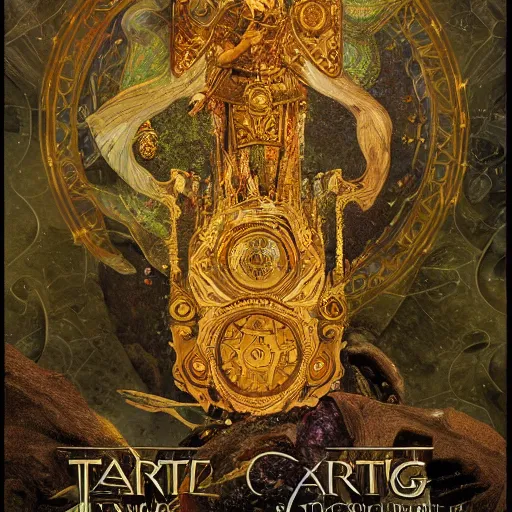 Prompt: tarot card, intricate detailed handsome king with sword staring by dave mckean, ross tran, trees, rocks, water, golden ratio, ornate, vivid colors, trending on ArtStation, cgsociety gustav klimt photography tiltshift particle tarot sandman covers