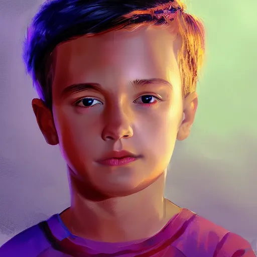 Prompt: kid with huge head, digital painting, beautiful lighting