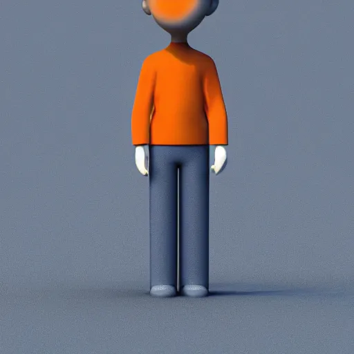 Image similar to 3 d sculpture of a generic person figure, simple shape, minimalist, icon style, high quality, high resolution, cgi, octane, redshift, art station, behance, 3 d art, 3 d render, hdri lighting, studio lighting, blue figure, orange background