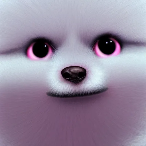 Image similar to pink ball of fluffy fur with cute small eyes, digital art, detailed fur, adorable,