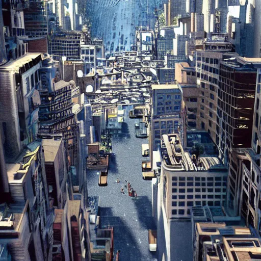 Prompt: a cinematic hyperrealism highly detailed scene of a city in the movie Inception