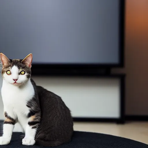 Image similar to photo of a cat sitting on a TV