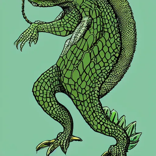 Prompt: A representation of what an alligator would look like as if it were an anime character