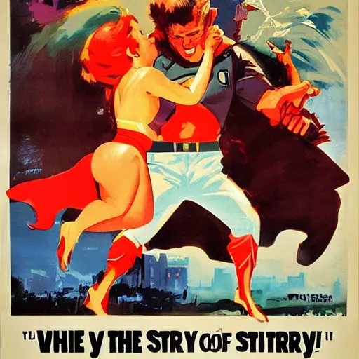 Image similar to vintage movie poster art for riki - oh the story of ricky by greg manchess, tooth wu and frank miller