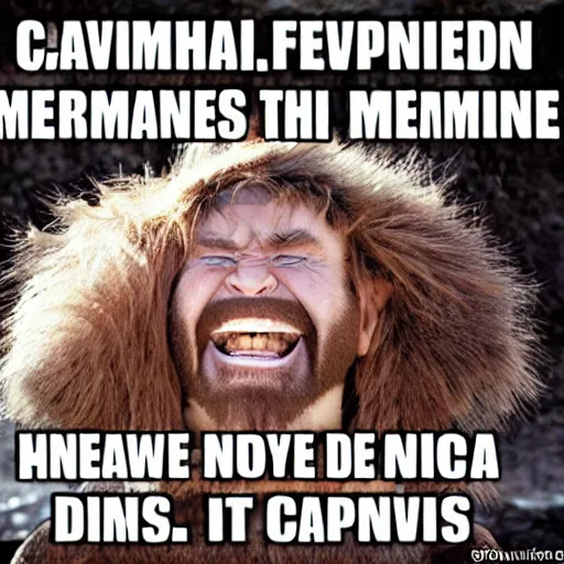 Prompt: Caveman laughing at memes