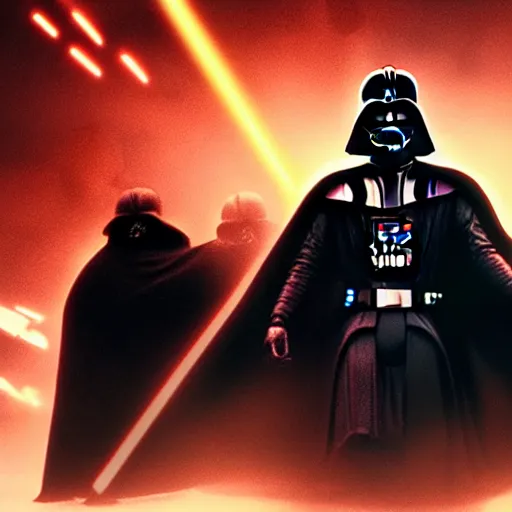 a scene from star wars with darth vader hug anakin | Stable Diffusion ...