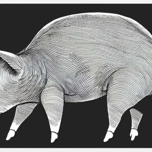 Image similar to side view of a large pig wearing a crown anime thick lines