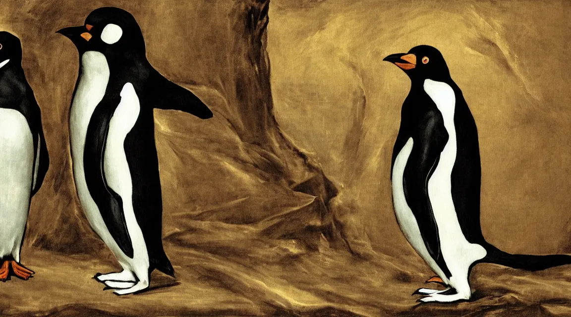 Image similar to Linux Tux penguin wallpaper painted by El Greco