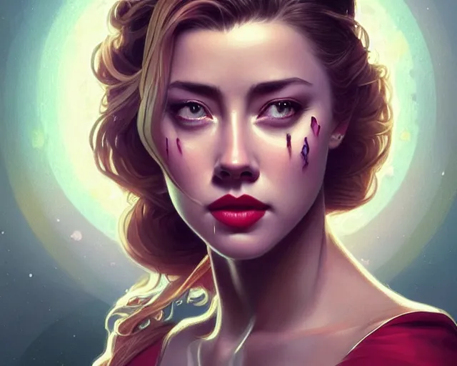 Prompt: amber heard crying hysterically, photography of kurzgesagt, deep focus, d & d, fantasy, intricate, elegant, highly detailed, digital painting, artstation, concept art, matte, sharp focus, illustration, hearthstone, art by artgerm and greg rutkowski and alphonse mucha