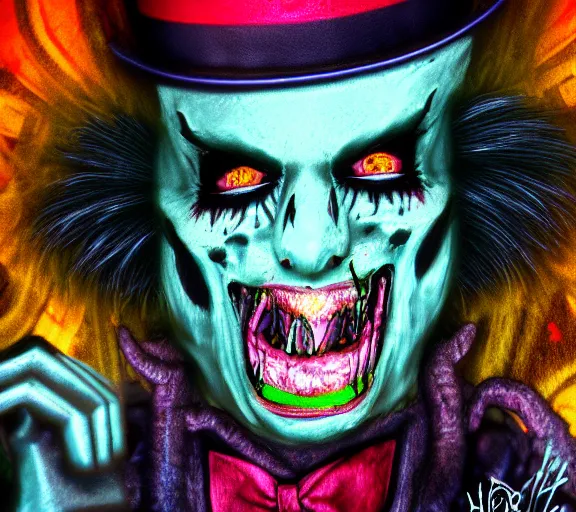 Prompt: grim-hatter, octane nightmare, deviantart hell, vcr footage, deep acid metal colors H 576