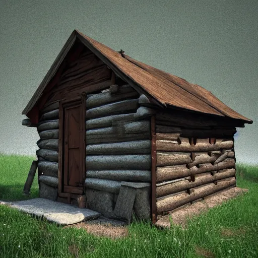 Image similar to an abandoned medieval cabin 3d model, ultrafine detailed, trending on artstation