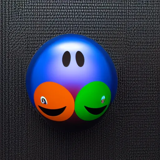 Prompt: emoticon smile on black background, big , 3d hd render , as colorful glass sphere , centered,glossy