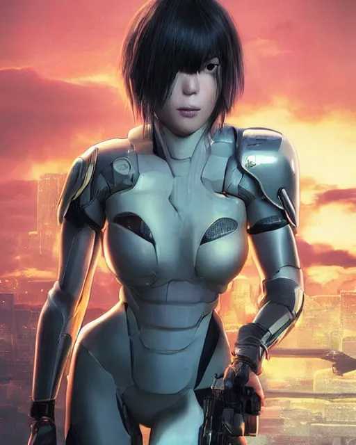 Image similar to weta disney pixar movie still portrait photo of motoko kusanagi the major ghost in the shell : : as cyborg woman by pixar : : by weta, wlop, ilya kuvshinov, rossdraws, artgerm, marvel, maxim cover, latex, octane render, sweaty, iridescent, bright morning, anime, liosh, mucha : :